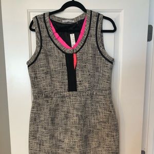 NWT Tahari Dress | Grey Tweed with Neon Trim